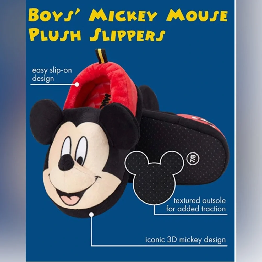 Disney Mickey Mouse Slipper, Toddler Size 7/8.